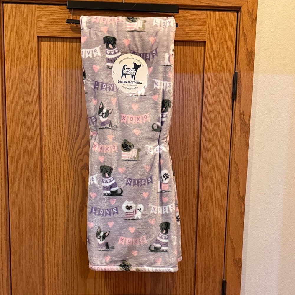 Purple & Pink Dog Print Decorative Throw